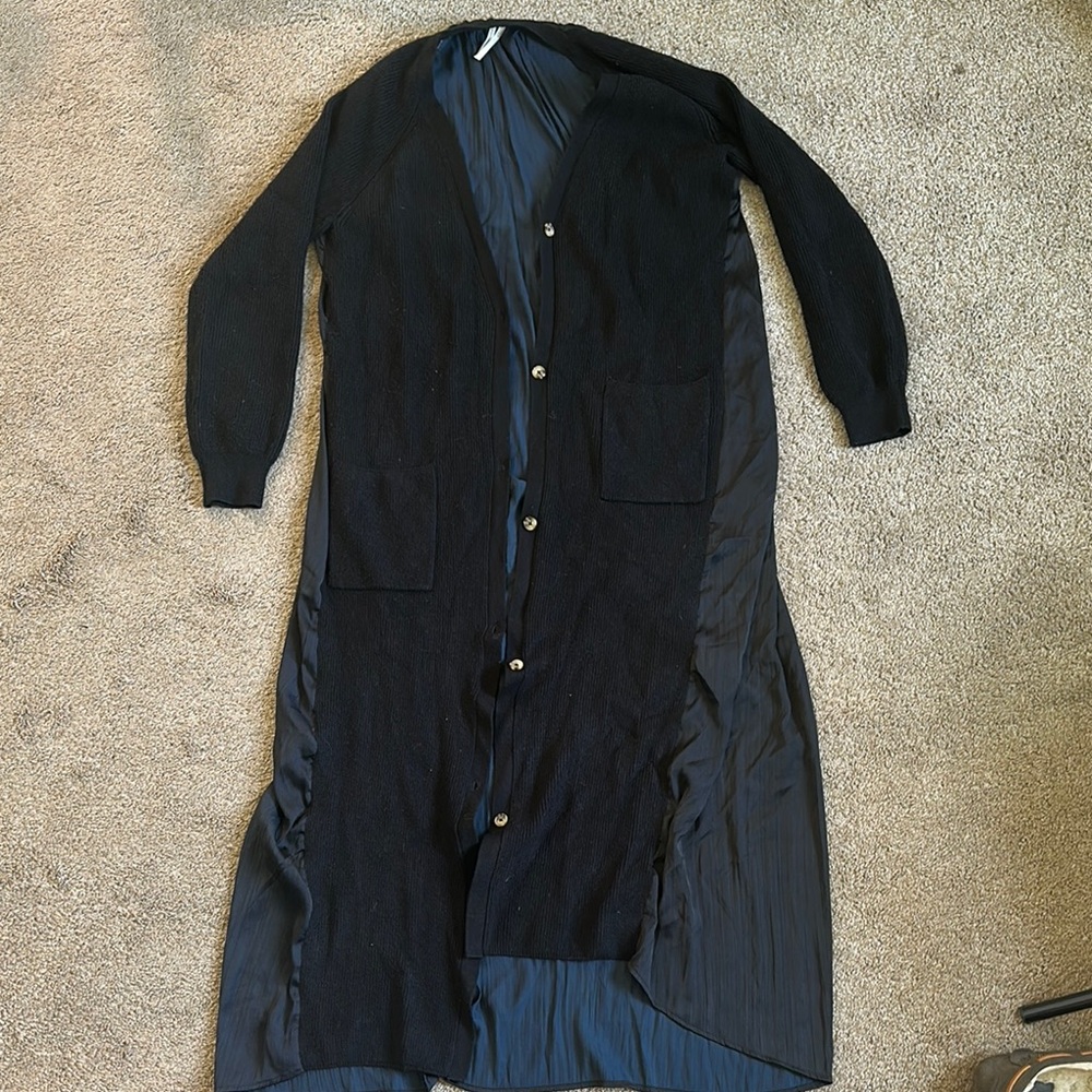 Anthropologie | Elegant Black Longline Women's Cardigan